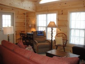 cabin rental amenities living room
